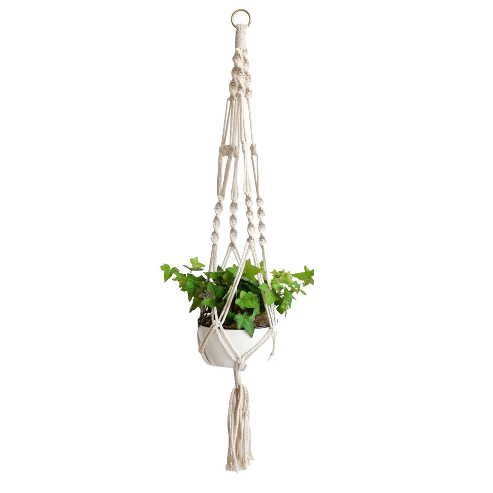 Flower pot net bag plant greening hanging basket hanger cotton hemp rope handmade cotton rope braided sling