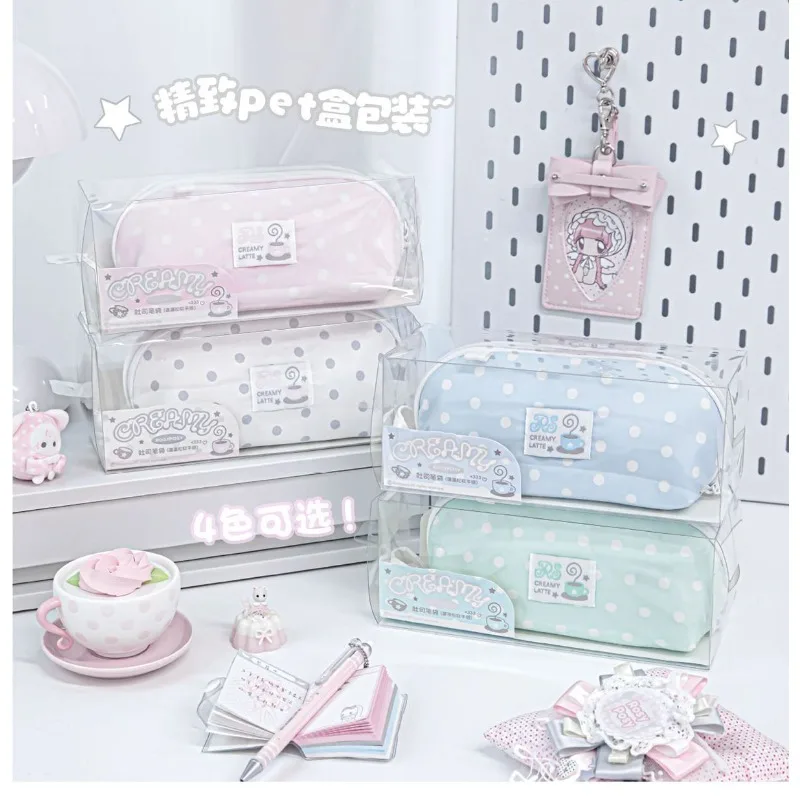 Japanese Sweet Polka Dot Student Pencil Case Stationery Bag 2026 Autumn Daily Casual Cute Versatile Lolita Pencil Bags Women