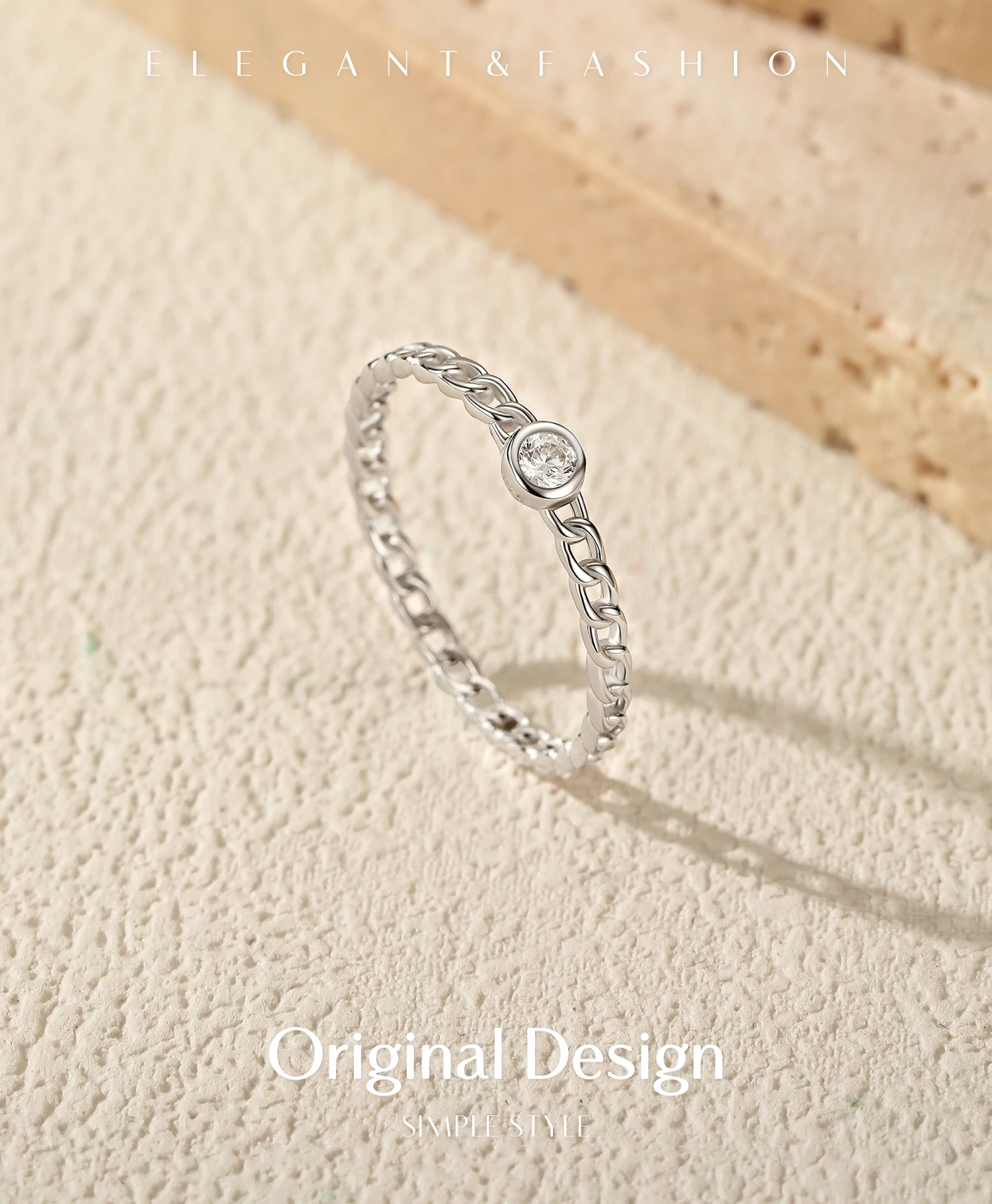 MODIAN Moissanit-Labordiamantringe aus 925er Sterlingsilber, trendige Ringe mit Verschlussdesign, Fingerringe für Frauen, Büro, edler Schmuck – Detail 5