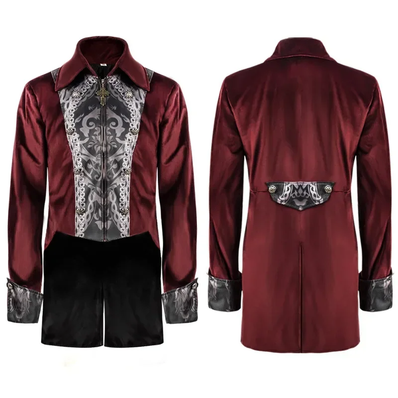 Mens Medieval Steampunk Victorian Tailcoat Halloween Cosplay Costume Renaissance Gothic Jacket Vintage Court Frock Coat Uniform