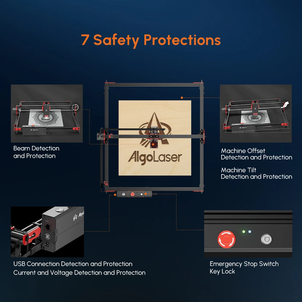 Algolaser-Kit de bricolage pour les travailleurs de calcul injuste, graveur laser, coupeur avec pompe à air, WiFi, hors ligne, bureau, gravure CNC,