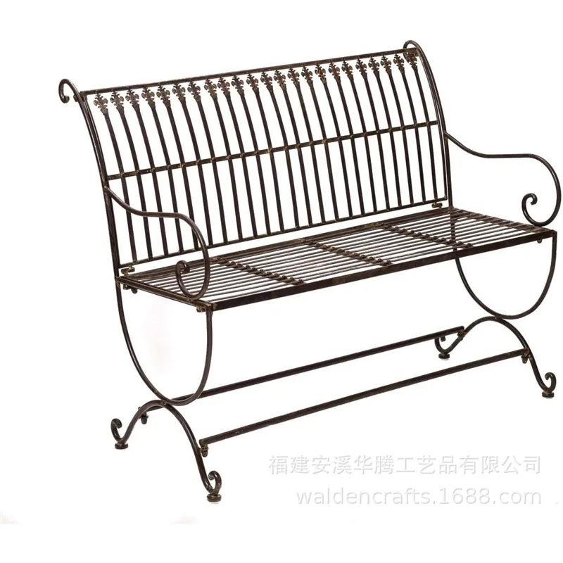 Outdoor park bench indoor leisure wrought iron double back chair garden balcony European leisure chair
