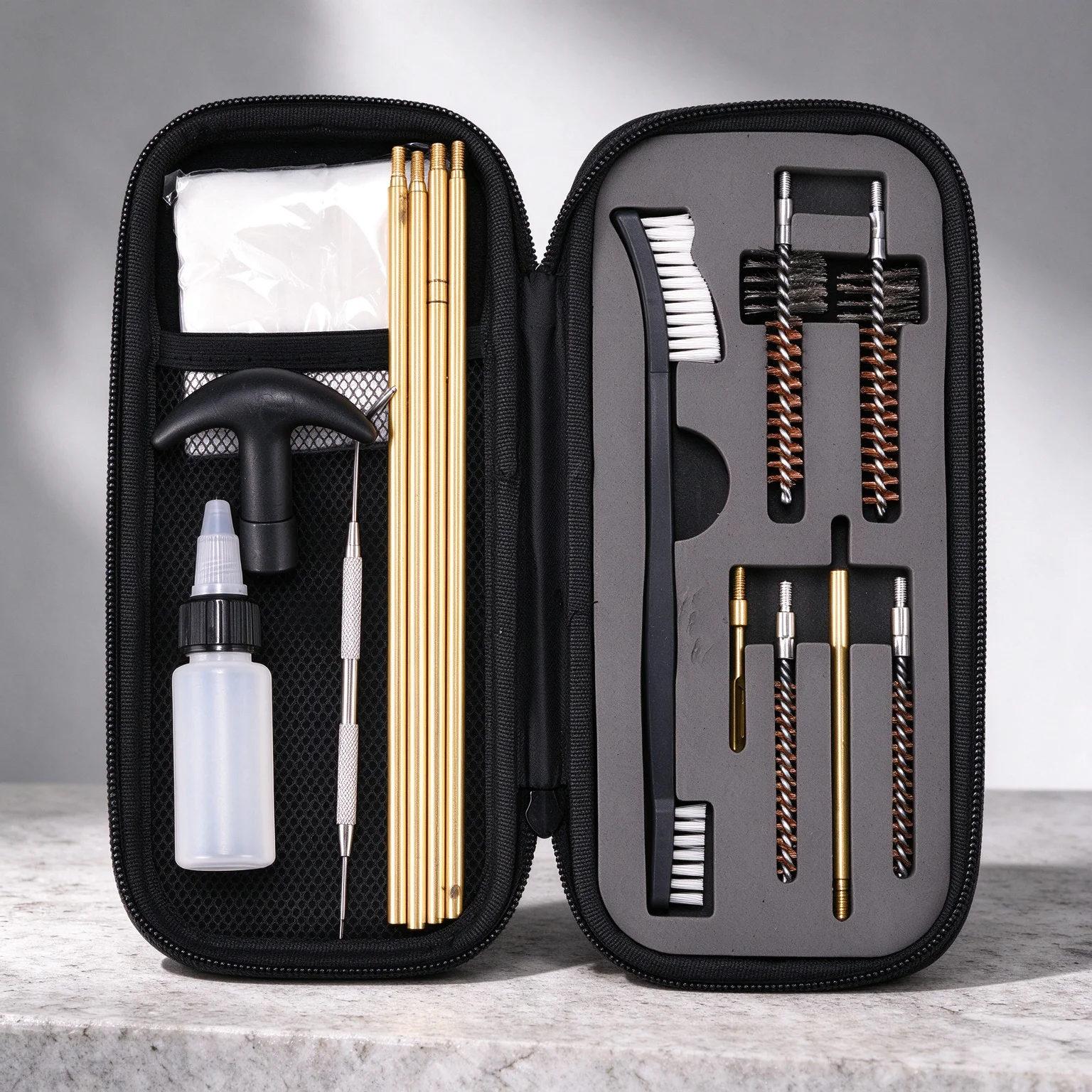 Gun Cleaning Kit for AK47 AR15, Hunting Rifle Pistol Gun Cleaning Set with Brass Rods, Brushes, Picks and Storage Case