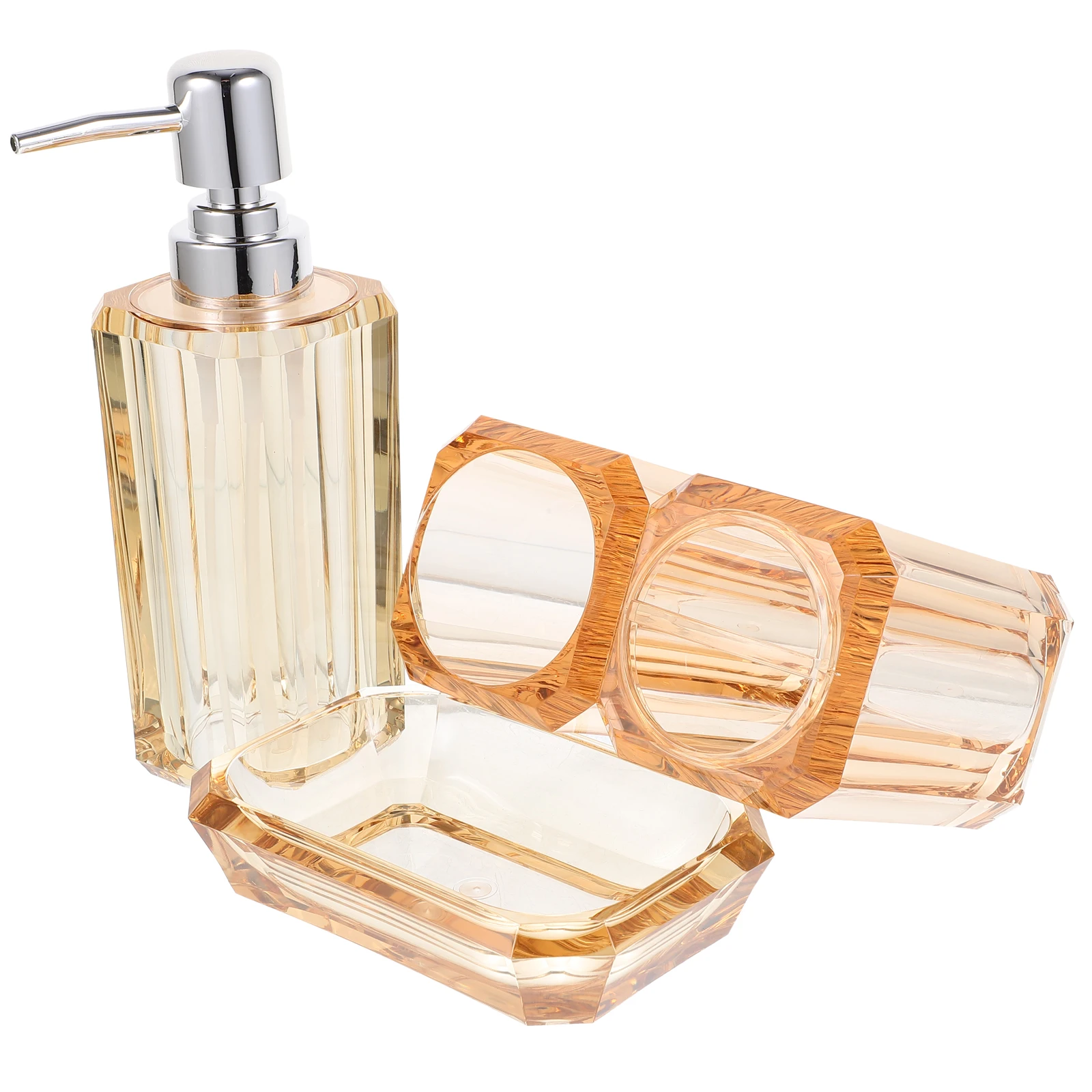 

1Set Bathroom Accessories Set Acrylic Stainless Steel Storage Dispensing Holding Toothbrushes Soap Dish Bath Vanity Accessories
