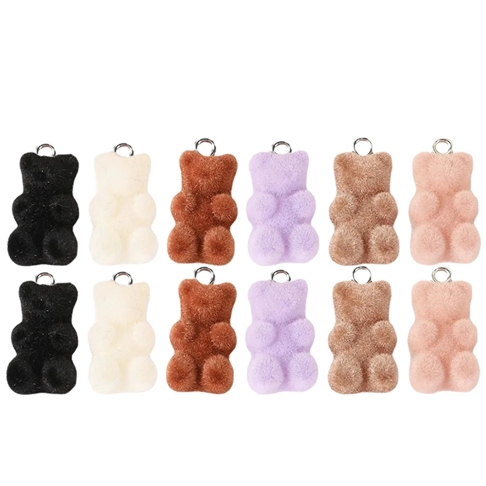 

12Pcs Cute Bear Charms Jewelry Making Pendants Resin Hanging Charms for Earrings Bracelets Necklaces