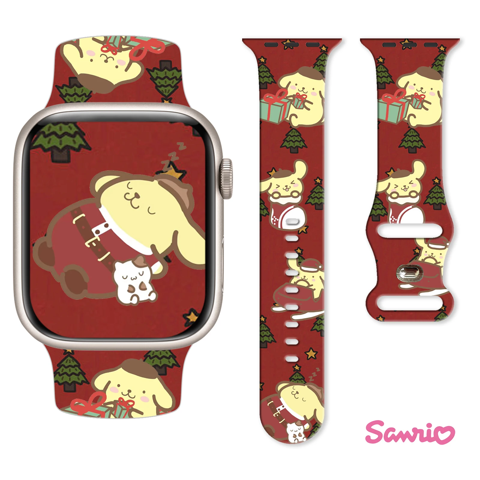 

Pompompurin Printed Strap for Apple Watch 11 10 9 8 Silicone Band Replaceable Bracelet for iWatch 46mm 44mm 41mm 38mm Watchband