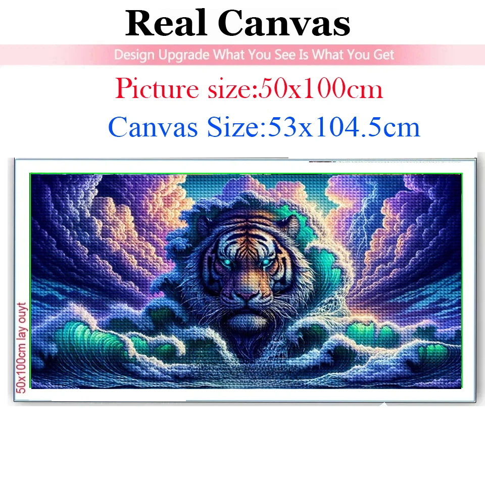 Huge Sea Waves Fierce Tiger 5D Diamond Painting Diy Full Square Round Cloud Landscape Diamond Mosaic Animals Home Art