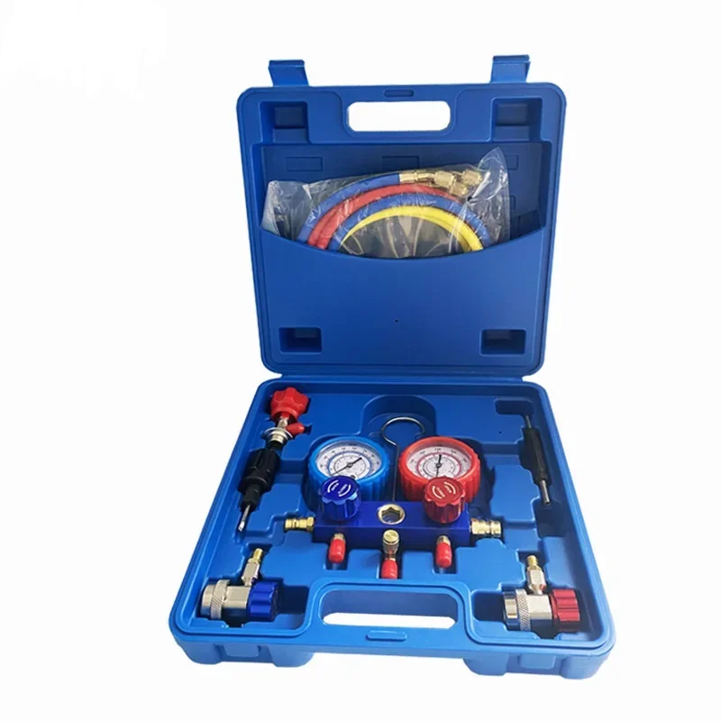 

Good Price Air Conditioner 3 Way Manifold Gauge Set HVAC Gauge Set For R134a With Charging Hose