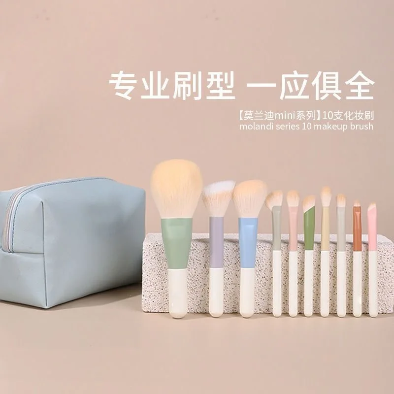 10 Morandi Mini Portable Makeup Brush Set Full Set of Eyeshadow Brushes MINI Travel Makeup Brush