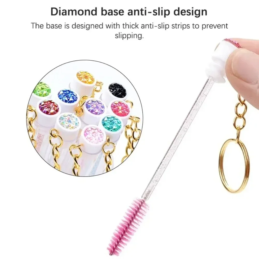 Reusable Eyelash Brush with Keychain Sparkling Lash Spoolie in Tube with Container Case - Eye Makeup Brush Tool