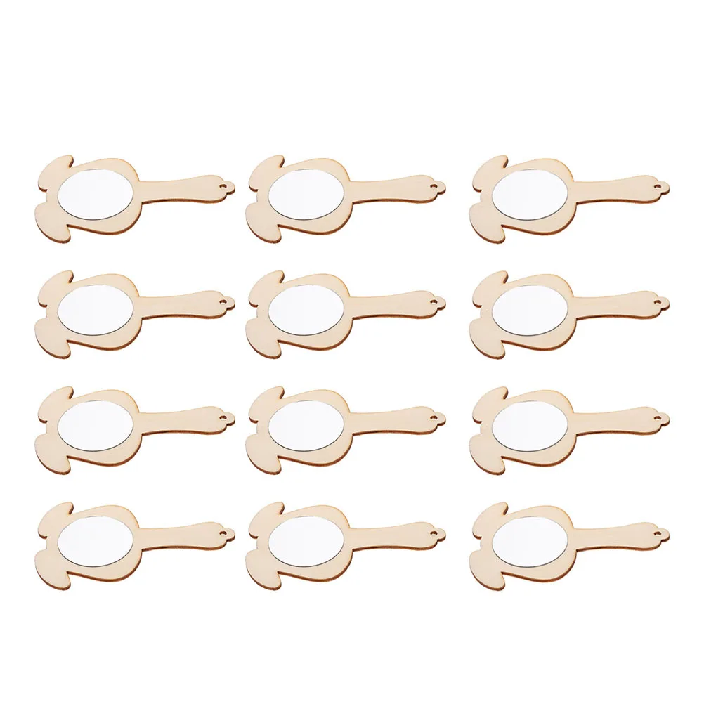 

12Pcs DIY Wooden Handheld Mirrors Unfinished Mini Mirror Craft Supply Kids Fun Gift Decoration Mirror Toy Craft Accessory