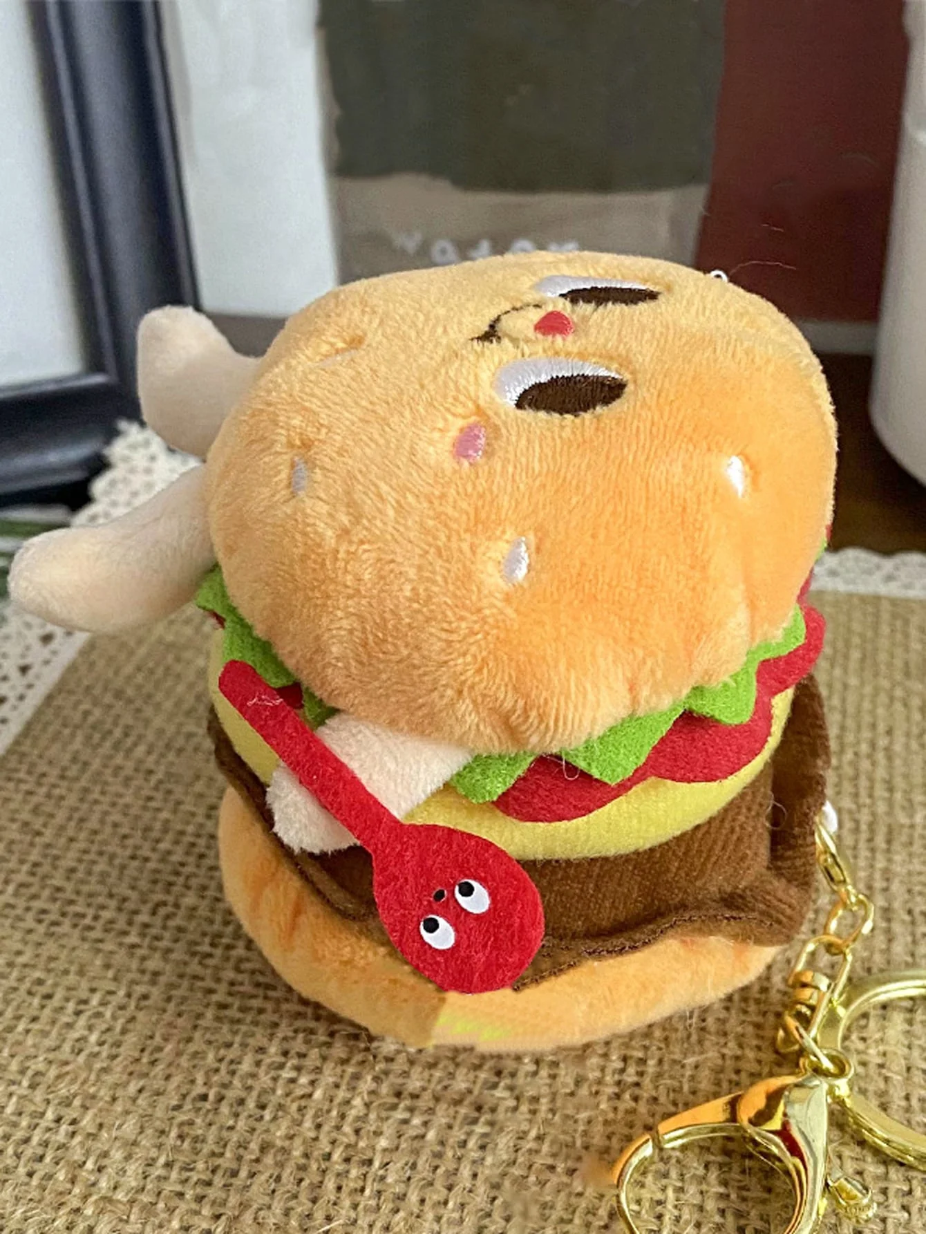 1PC-Burger plush dog toy - designed for bite resistant small dogs, interactive pet toy, suitable for chewing small dog toys