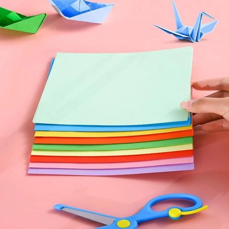 

100 Pcs Paper Folding Paper Double Sided Square Paper Same Colour on Both Sides for Kids School Arts Crafts Projects