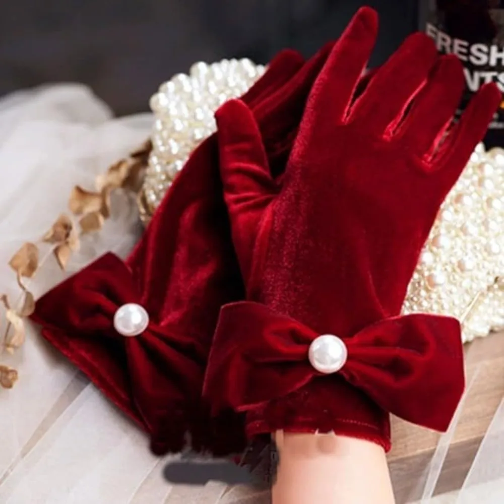 

Vintage Wedding Bridal Gloves Hepburn Velvet Evening Prom Gloves Sexy Party Dress Photographic Prop Party Cosplay Accessories