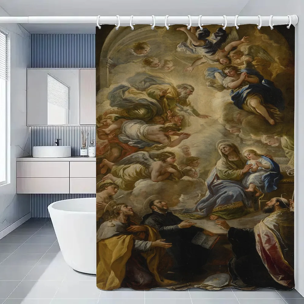 Virgin Mary Bathroom Curtain for Quarto Shower Curtains Folding Partition Accessories Bath Bedrooms Houses Rooms Waterproof the