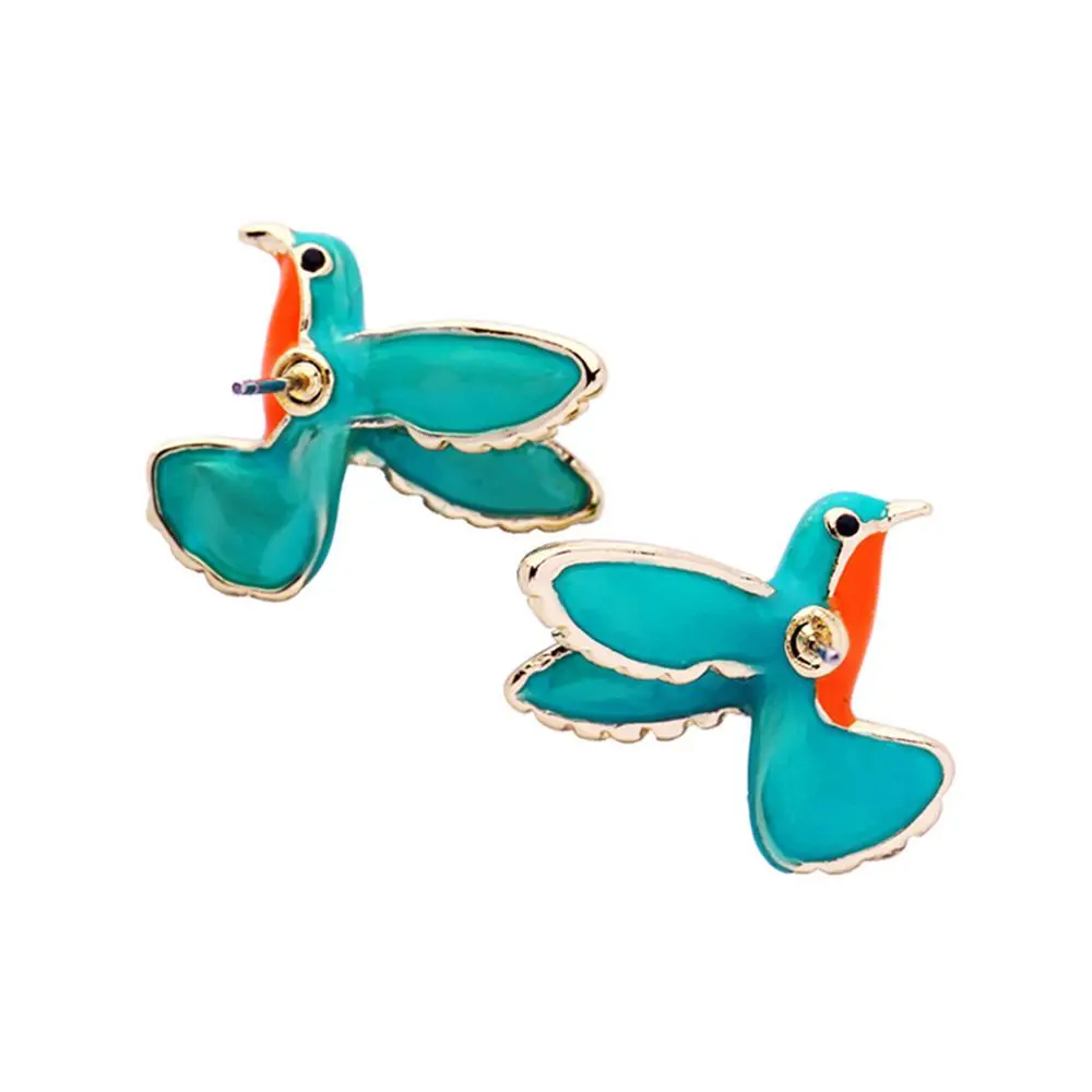 Delicate Fashion Alloy Gifts Enamel Glaze Crystal Drill Stud Earring Bird Shape Earrings