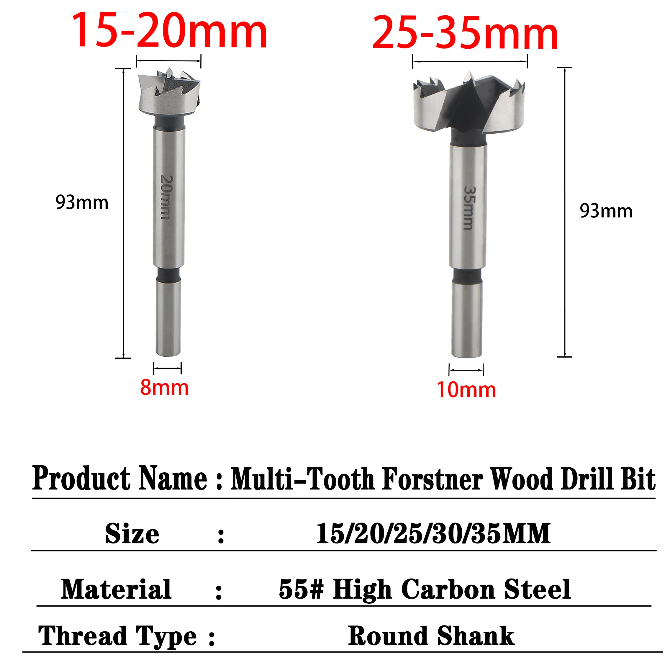 5個/セット 丸軸 超硬合金＆高炭素鋼 多歯 フォルスナー ドリルビット 木工用 セルフセンタリング ホールソー カッターツール