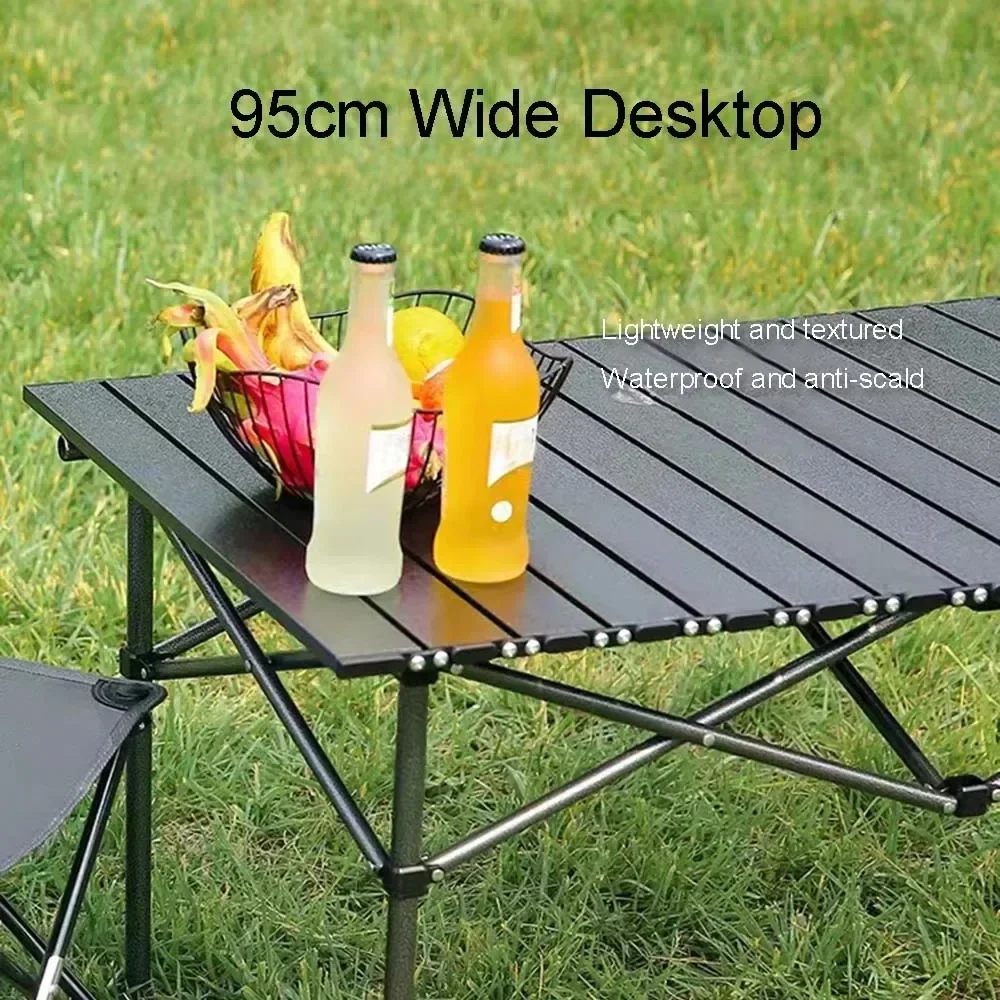 Outdoor Folding Long Table Portable Travel Chicken Rolls Table Black Camping Table Waterproof Folding Storage Barbecue Table image 3