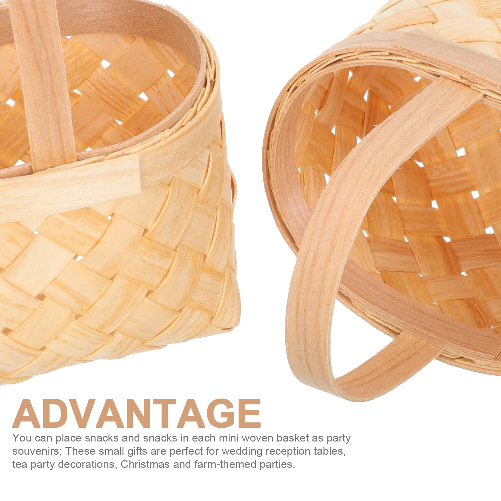 

4Pcs Small Wood Basket Fine Polished Decorative Wooden Basket for DIY Floral Candy Gift Arrangement Gift Baskets