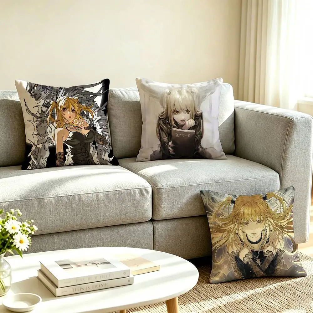 M-Misa Amane Death Note  Pillow Case Square Double-Sided Sofa Cushion Cover Bedroom Bedside Pillow