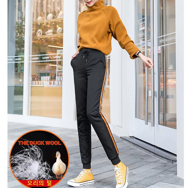 Winter Women's Golf Down Pants High-waisted White Duck Down Windproof Thick Warm Ladies Duck Feather Sport Golf Trousers 골프웨어여성