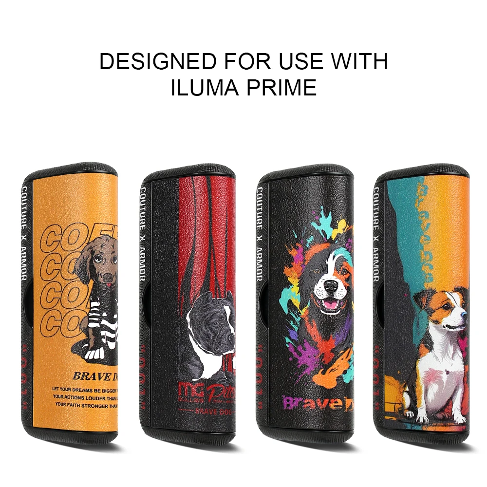 

PU leather protective case for PRIME, portable and shock-resistant, dog patterned protective e-cigarette accessory.