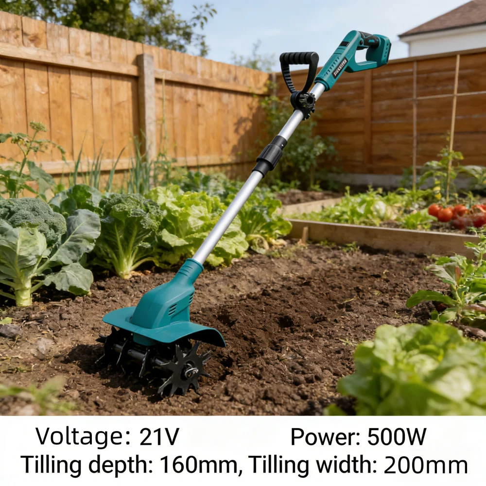 PATUOPRO-cultivador rotatorio sin escobillas con pantalla Digital, rotocultivador inalámbrico, ablandador de suelo para jardín, para batería Makita de 18V
