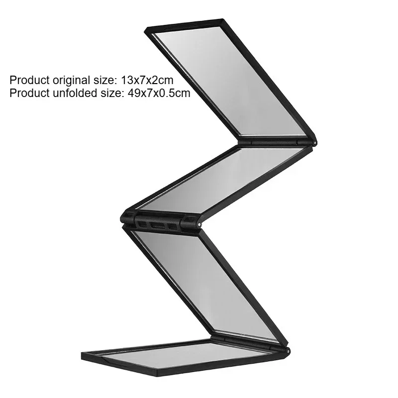กระจกแต่งหน้าพับได้ 4 ด้าน 360 ไม่มีมุมตายพับกระจกแต่งหน้าแบบพกพามือถือสก์ท็อปกรูมมิ่งกระจกแต่งหน้ากระจกมองหลัง