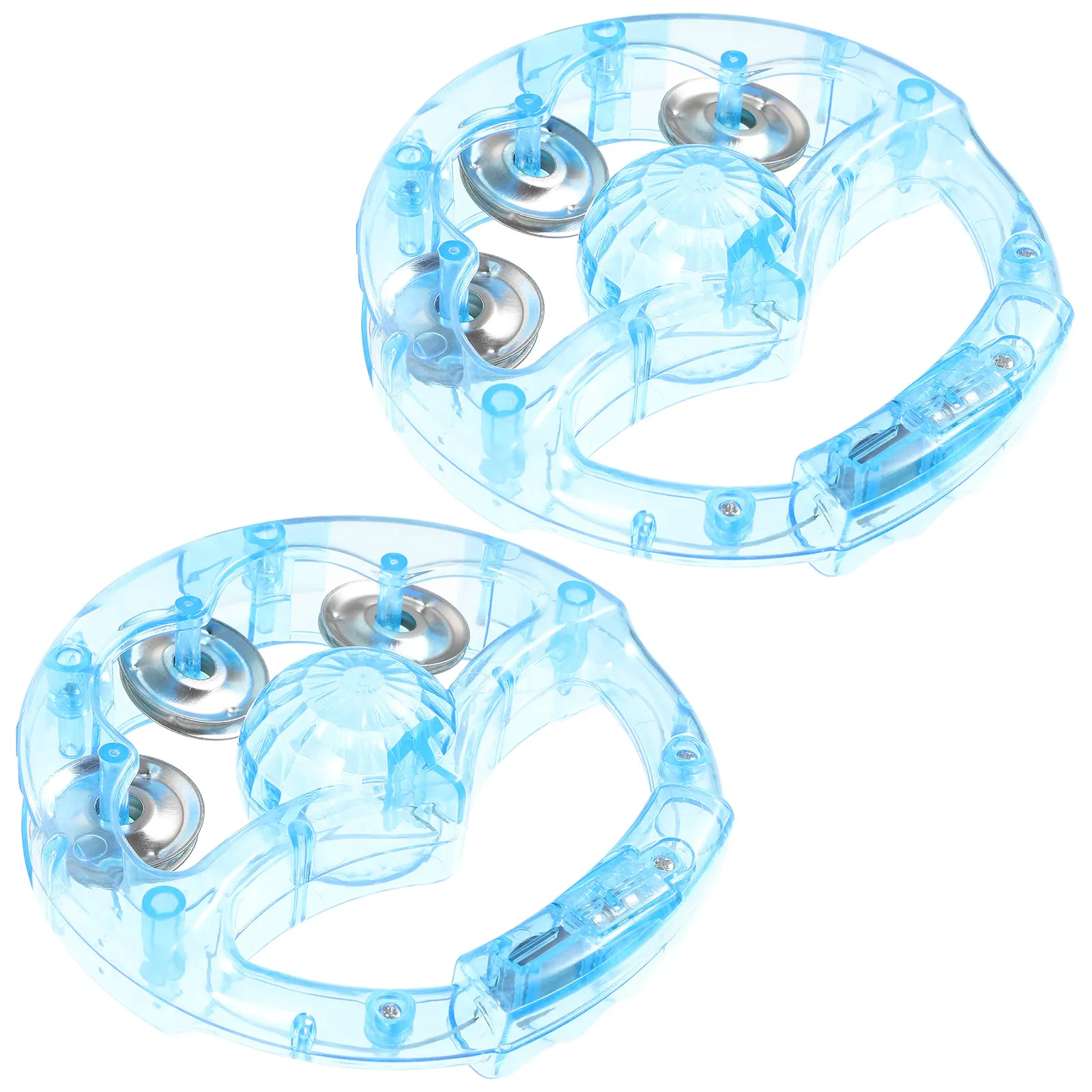 

2Pcs Flashing Tambourines Luminous Handbell for Ktv Party Dance Glow Shaking Percussion Instrument Light Up Sensory Accessories
