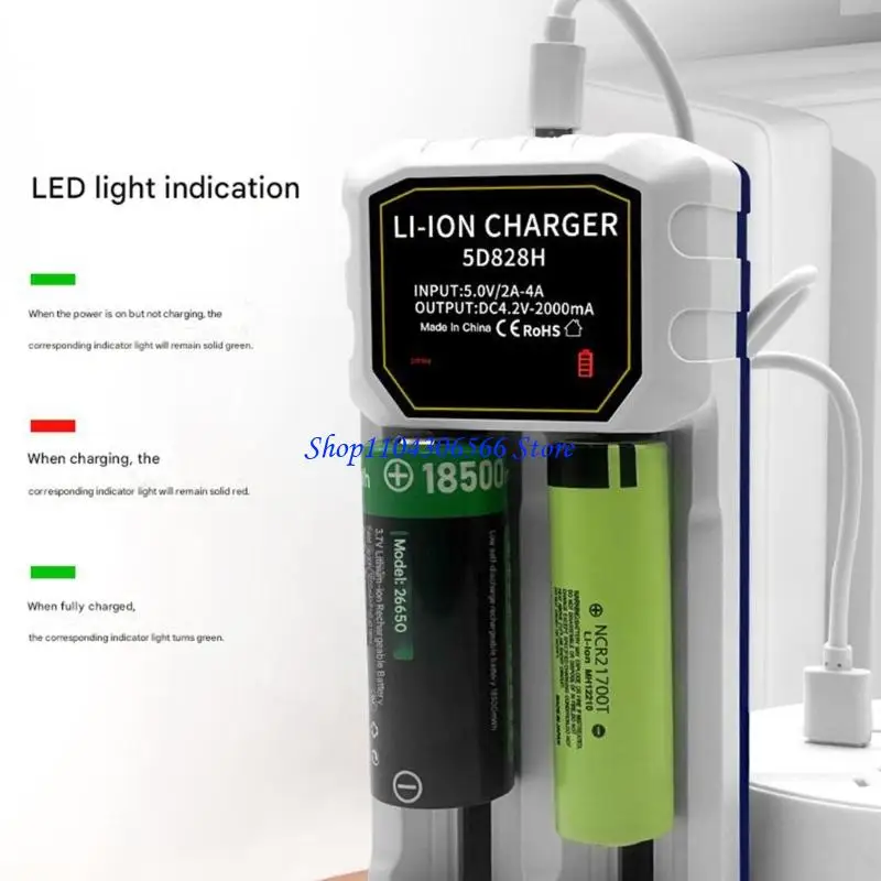 02DD Spring Adjustable 2-Bay Charging Dock For 18500 26650 32650 Batteries Overcharge Protections Reverse Polarity Safety