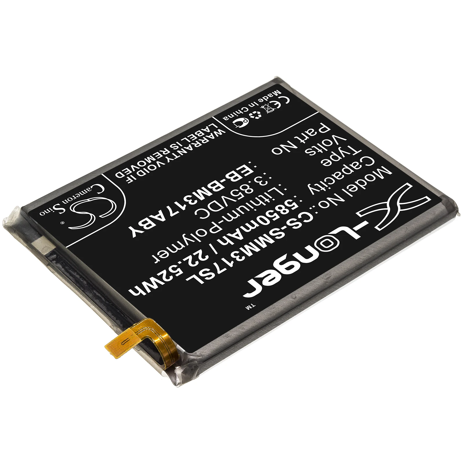 Batterie Li-Polymer Mobile, SmartPhone pour Samsung, 3,85 V, 5850 mAh, Modèles compatibles : Galaxy M31, Galaxy M31s, SM-M317F