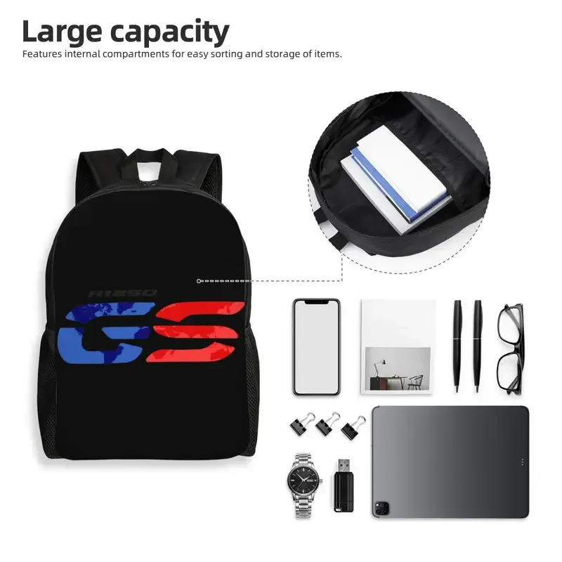 Custom GS Motorcycle Adventure Travel Backpack Men Women School Laptop Bookbag Motorrad Biker College Student Daypack Bags