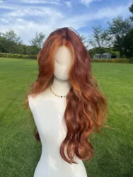 Women's Simulated Wig Lace Natural Fluffy Wavy Long Curly Hair Brown Red Orange Highlight Dyed High-Temperature Silk