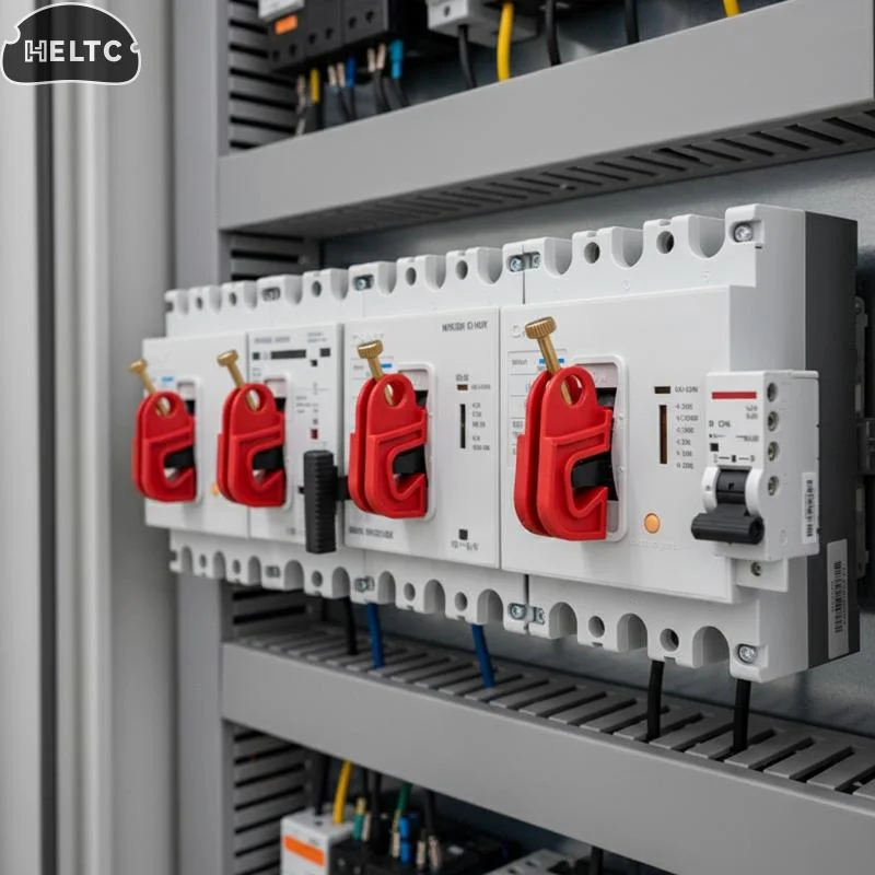 MCCB Circuit Breaker Lockout with Tool-Free Air Switch LOTO Device Safety Lock for Power Repair and Maintenance Task