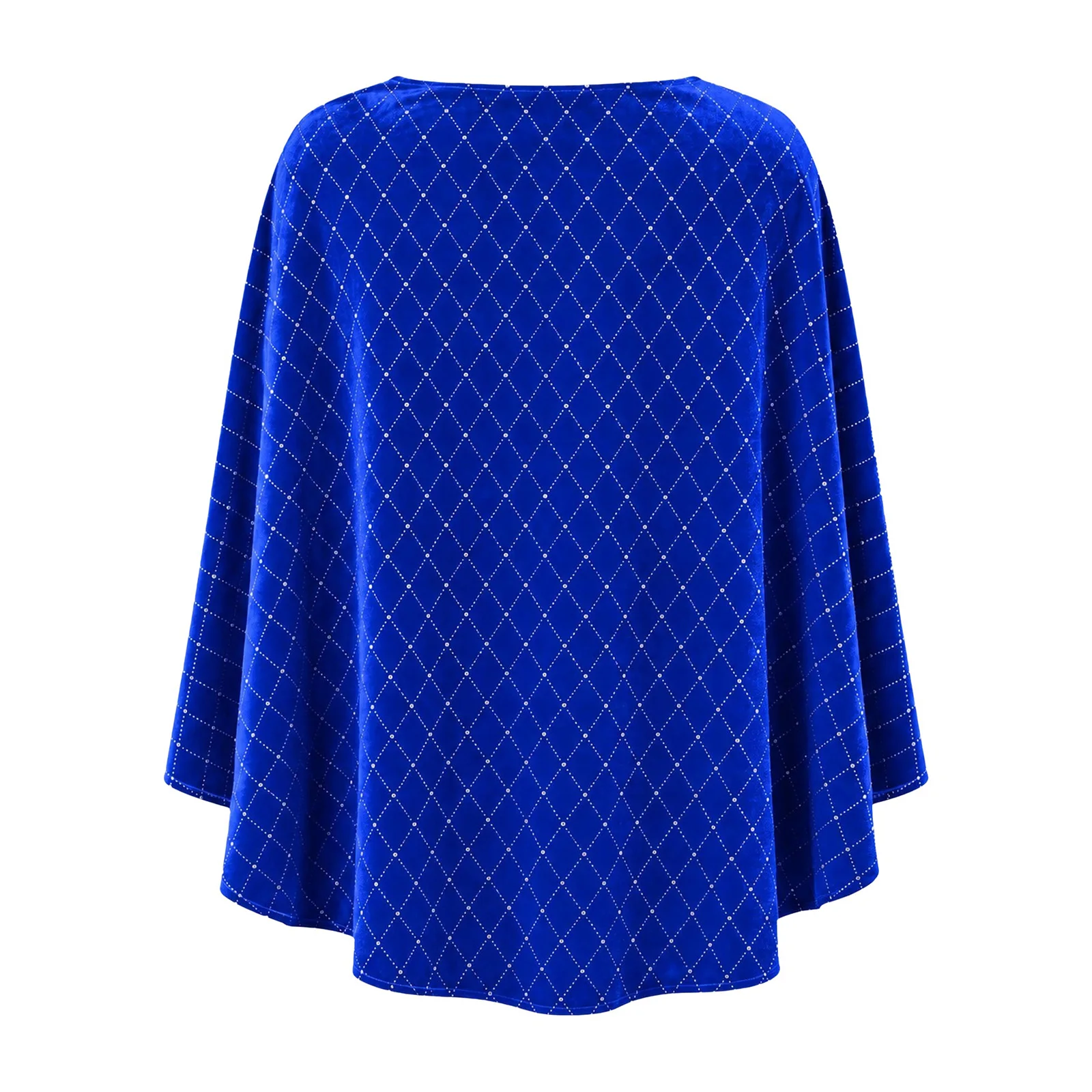 Women Metallic Rhombus Velvet Cape Side Split Asymmetrical Hem Wraps Top for Christmas Evening Party Celebration Event Outfit