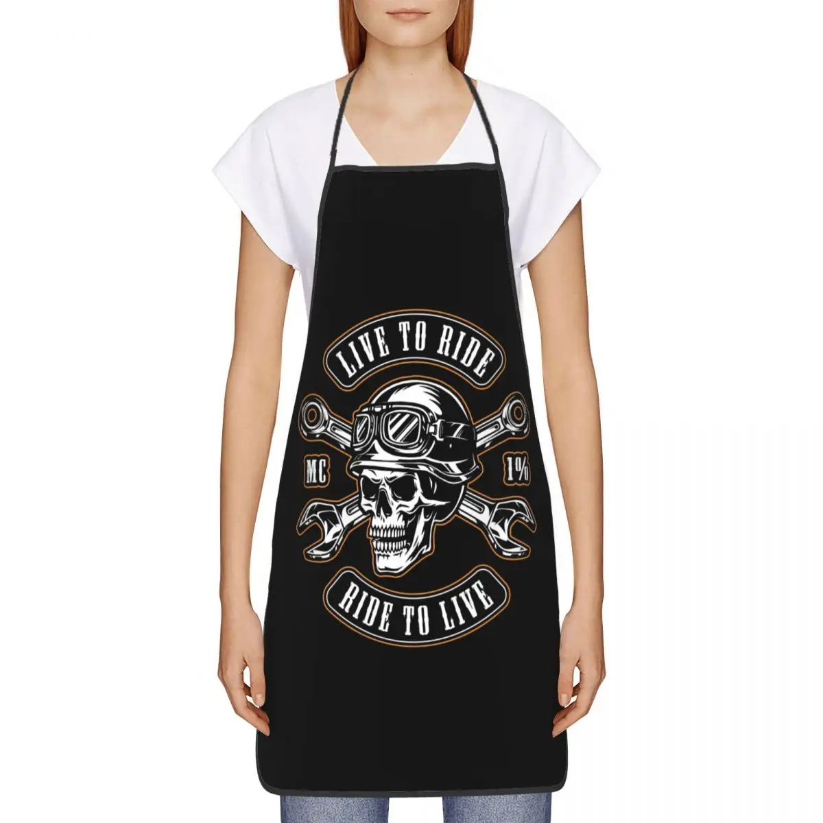 Custom Unisex Motorcycle Repair Service Chef Cooking Baking Apron Men Women Rockabilly Rock Biker Tablier Cuisine for Gardening
