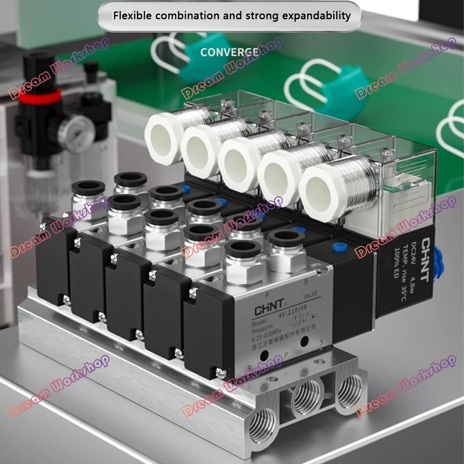 4V110-06 1/8 CHNT Air Solenoid Valve 5 Way Port 2 Position  Tool change Pneumatic Electric Magnetic Valves DC12V 24V 110V 220V
