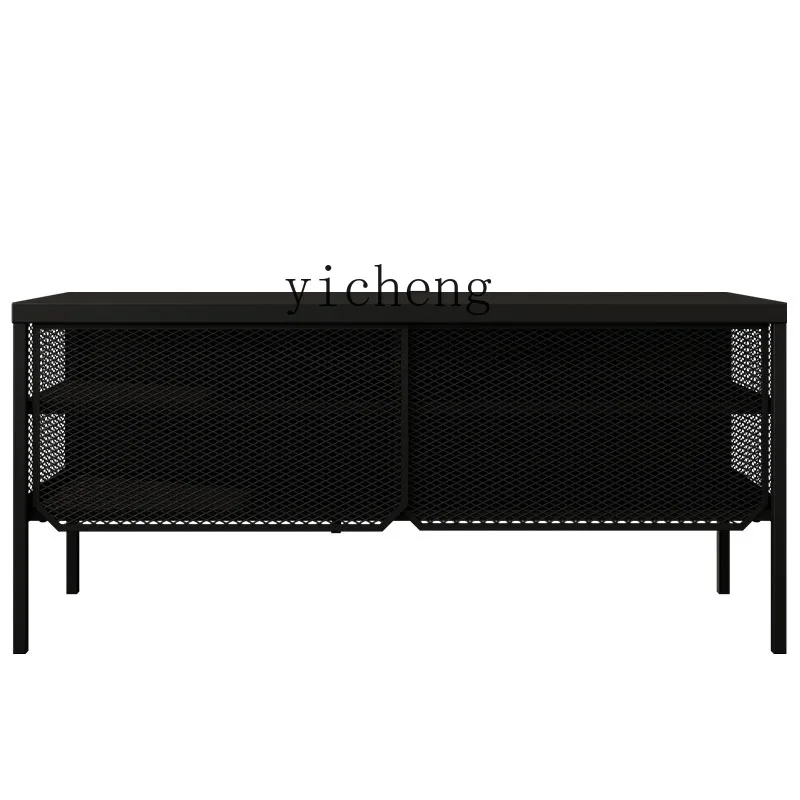 Шкафчик для телевизора XC из кованого железа, раздвижная дверь, низкий шкаф для гостиной в сборе, современный минималистичный шкафчик