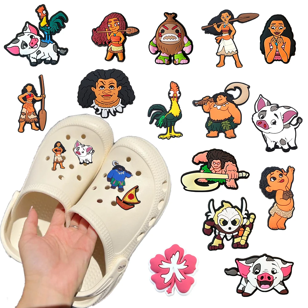 14-100pcs Mesuca Cute Girl Piglet Rooster Cartoon PVC Shoe Charms Accessories DIY Detachable Fashion Decorations Party Gifts