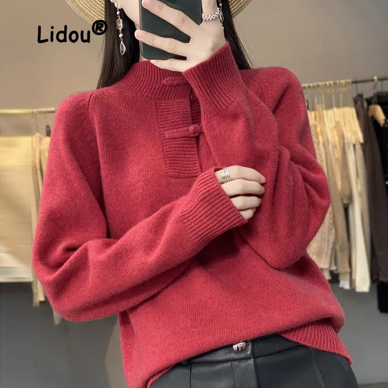 2022 New Autumn Winter Frog Knitting Sweaters High-quality Long Sleeve Loose Thickening All-match Bottoming Shirt Lady Top