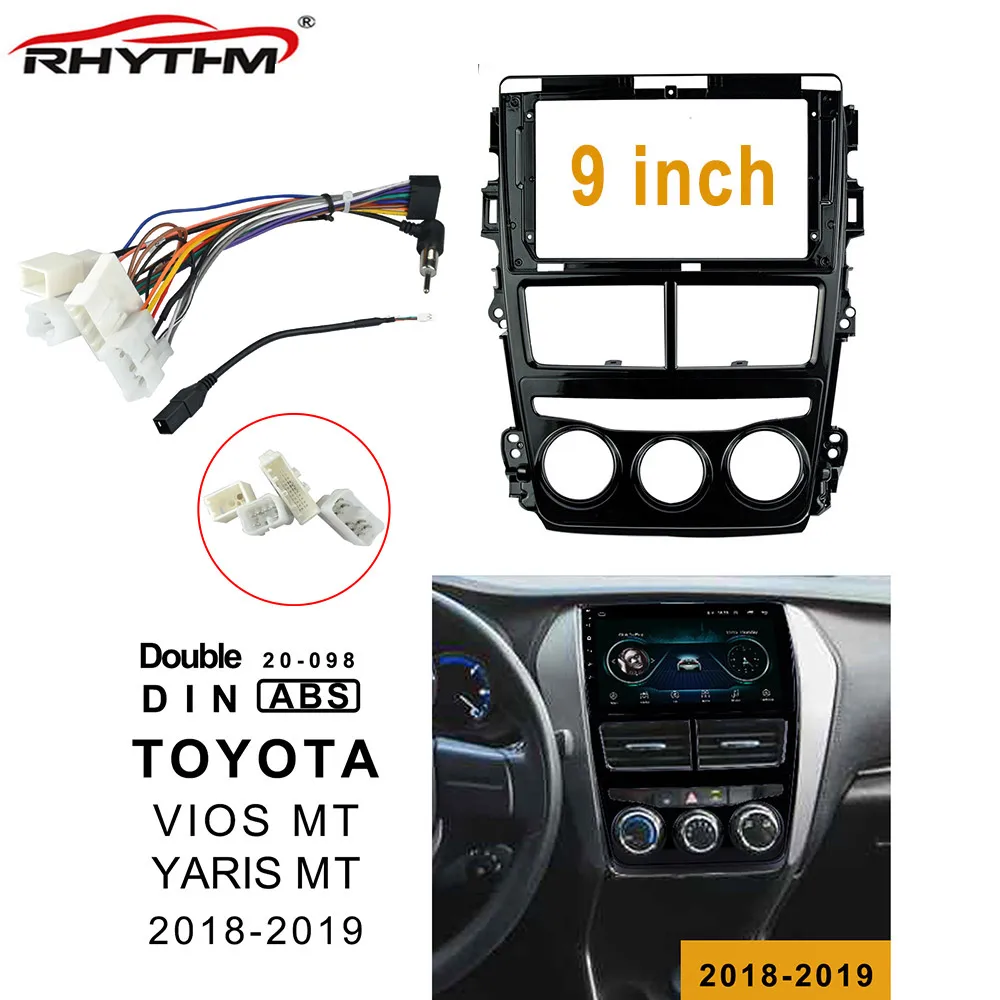 9 Inch 2din Car Fascia For TOYOTA YARIS MT 2018-2019 Stereo Panel Dash Installation Double Din DVD Frame For TOYOTA VIOS MT 2018