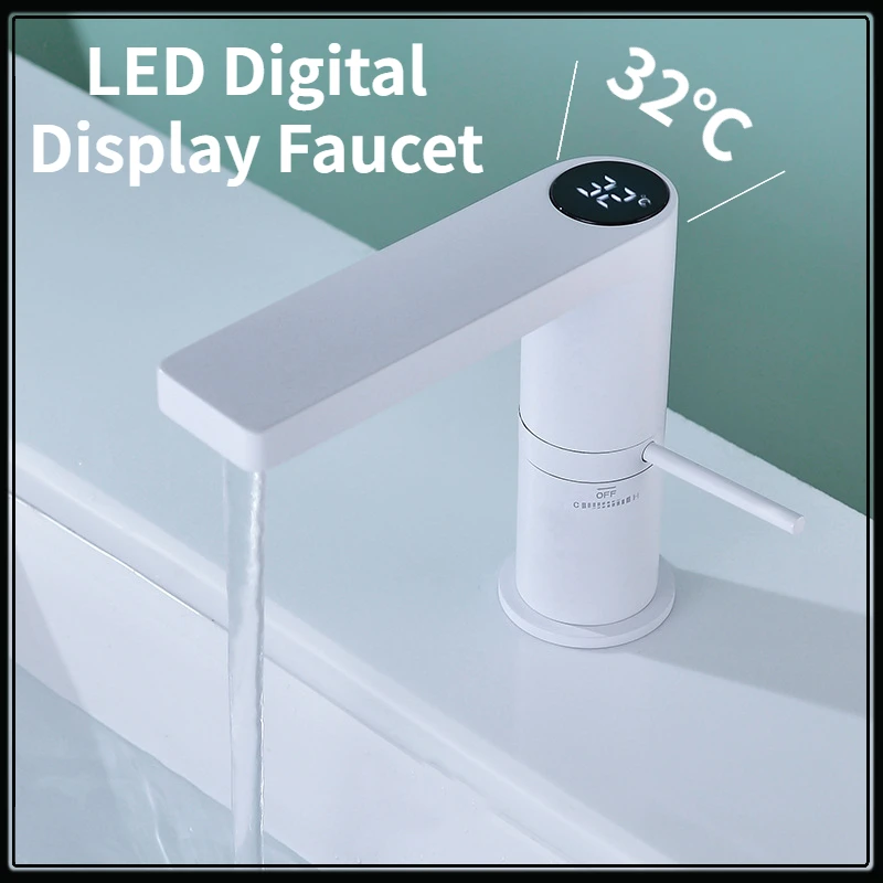 

Bathroom LED Digital Faucet Temperature Sensor Basin Mixer Tap High Tech Digital Display Faucet Kitchen Sink Hot ＆ Cold Faucet
