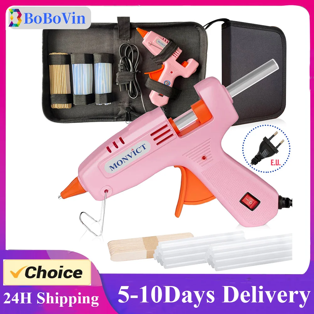 30Watts EU Mini Hot Glue Gun Kit with Carrying Case,20 Pcs Glue Sticks, 10 Pcs Wood Craft sticks, DIY Household Industrial Tools