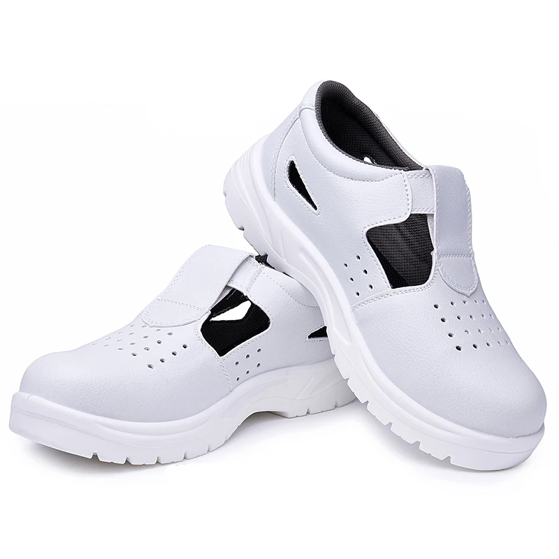 big size mens casual steel toe caps work safety shoes breathable white soft leather worker sandals summer security boots protect
