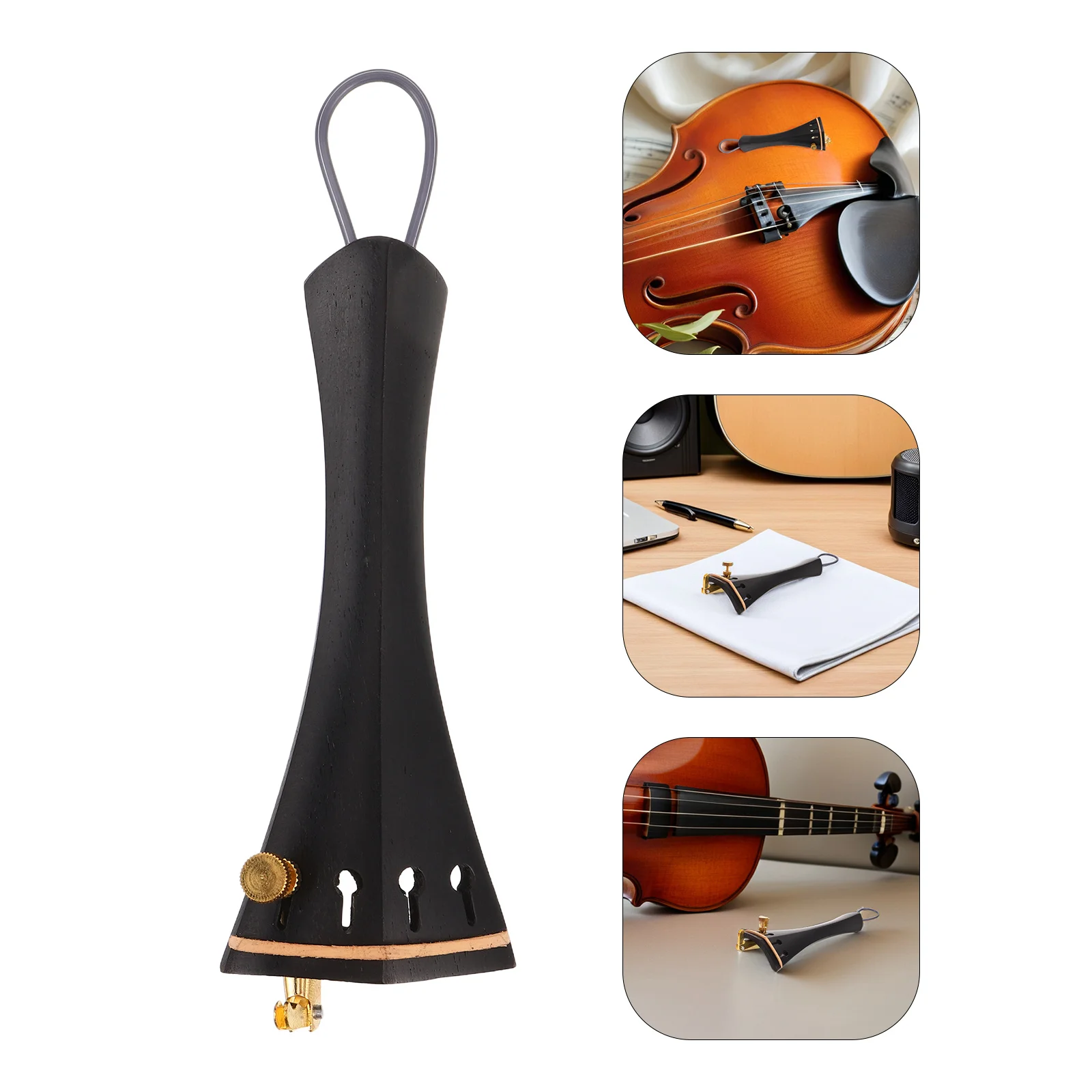 

Ebony Violin Tailpiece 4 4 Fine Tuners String Parts Wooden Accessories Instrument Violin Fine Tuners Tailpiece