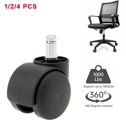 1/2/4 PCS Black Silent Plastic Casters Wheel for Office / Computer Chairs