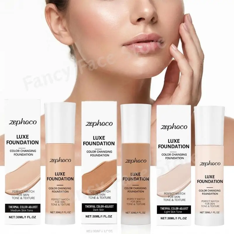 Thermal Color-Adjusting Foundation Waterproof High Coverage Whiten Concealer Liquid Foundation Perfect Match For All Skin Tones