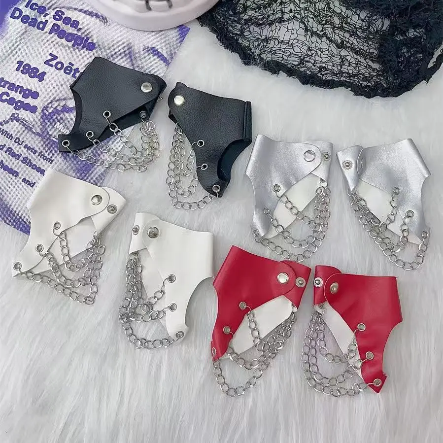 Summer hollow half palm half finger gloves fashion punk street dance rivet chain motorcycle gothic cool performance hand