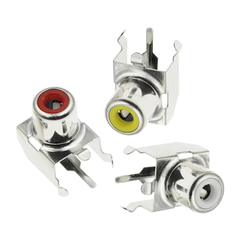 5PCS White/Yellow/Red RCA AV With The Core Socket Hole Seat 2 pin PCB Soldering Audio Video Jack Lotus Seat AV1-8.4-3