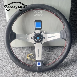 Spceddy For Steering Wheel 14inch 350mm Perforated Leather Concave Car Sports Steering Wheel